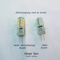Lampu halogen Kacang LED 3W 220V / 12V G4 Kaki tusuk warm white /white