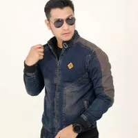 Jaket Jeans Pria Logo Kulit The Berry-Jaket Denim Pundak Terlaris COD