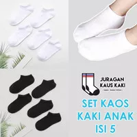 Kaos Kaki Sekolah Pendek Bayi Anak Hitam Putih Polos Katun Isi 5