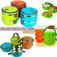 Rantang Stainless Polos Warna 2 Susun / Lunch Box Kotak Bekal Makan