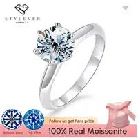 Cincin Real 1ct Moissanite Diamond Solitaire Real Silver 925 GRA MEMO