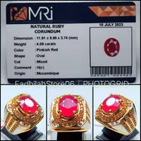 Cincin Perak Natural Red Ruby Oval Cutting Top Luster