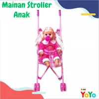 Mainan Stroller Boneka Bayi Anak Perempuan Edukasi Dapat Bersuara 