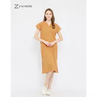 Zalmore Vneck Loose Midi Dress with Slit Premium Cotton