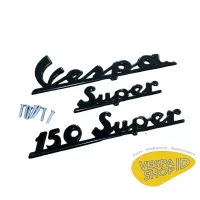 Emblem Vespa Super Latin Hitam Almunium Vespa super 66-73 2.5mm tebal