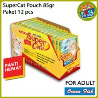 SUPERCAT Super cat Pouch 85 gr PAKET Isi 12 pcs Adult & Kitten wetfood