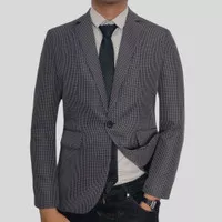 jas pria slimfit blazer pria tartan abu gelap casual formal keren 