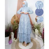 Dress yolanda brukat 2 tingkat pesta baby blue M L XL XXL JUMBO SO