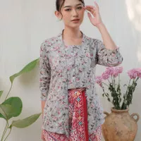 Kebaya kutubaru rosea lengan 7/8 meradelima katun jepang abu abu