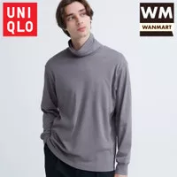 UNIQLO T-Shirt Kaos Pria Soft Touch Turtle Neck Lengan Panjang Gray