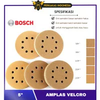 Amplas Bulat Velcro 5 Inch BOSCH 8 Lubang Mesin Sander Bundar