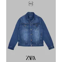 Jaket ZARA Jeans Trucker Denim Jacket Branded New Original Asli - Blue