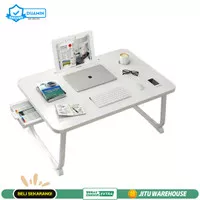 BOUSSAC Meja Lipat Laptop Foldable Bed Table with Drawer Cup Holder