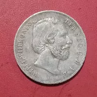 Koin perak kuno Belanda 1 Gulden Willem III 1855 Nederland silver 22sg