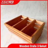 Wooden Crate Box Penyimpanan Model 3 sekat Bisa Custom