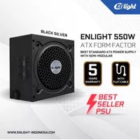 POWER SUPPLY ENLIGHT 550W ; BLACK SILVER ; 85+ SEMI MODULAR 