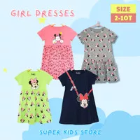 Baju Dress Anak Perempuan Minnie Mickey Mouse usia 2-7 tahun