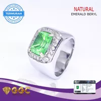 Cincin Batu Natural Emerald Beryl Zambrud Model Vertikal