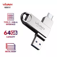 VIVAN VOC264 OTG Flashdisk Type C 64GB Dual Drive USB 3.0 Metal Body