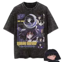 Sailor Moon Vintage Wash T-shirt/Kaos Anime Sailor Moon SATURN Unisex