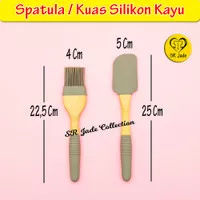 Spatula Silikon Kuas Silikon Spatula Gagang Kayu Kuas Kayu Premium