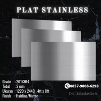 Plat Stainless Steel 3 mm 1219 mm x 2438 mm / 4ft x 8ft LEMBARAN 