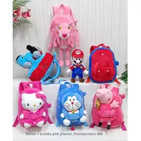 Backpack Tas Sekolah Anak Paud/Tas Ransel MArio Peppa Pig Doraemon