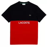 LACOSTE Regular Fit Cotton Jersey Colourblock T-shirt Kaos Pria - Red