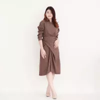 MSMO Clay Wrap Skirt Shirt Dress / Dress Wanita / Dress Korea