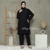 BUSANA MUSLIM STELAN TUNIK HITAM WANITA HAJI UMROH /REV CLOTHES