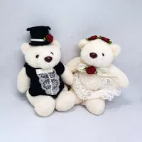Boneka Teddy Bear Mini Couple Wedding Baju Lucu Pengantin Kecil 12 Cm