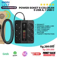 Power Socket 6 Colokan Stop Kontak 6 USB FAST CHARGING Power Strip