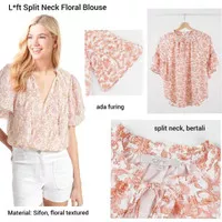 Blouse Loft peach floral ruffle short sleeve chiffon