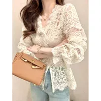 Blouse Soledad Lace Floral Wanita Atasan Korean 9672# Import