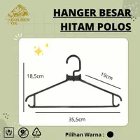 HANGER BESAR HITAM POLOS / HANGER BAJU DEWASA / GANTUNGAN BAJU HITAM