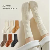 Kaos Kaki Wanita Japanese Solid Color Twist Lolita Women Socks SCH58