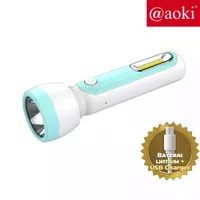 AOKI Senter tangan LED 10W+COB Baterai lhitium USB charging ak 1505