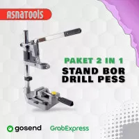 Paket Stand Drill / Dudukan Bor Tangan + Drill Press Vice Clamp