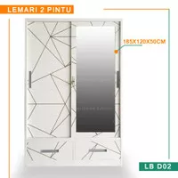 LEMARI PAKAIAN 2 PINTU JUMBO SLIDING ALMARI BAJU BESI METAL LB-D02 D25