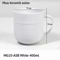 Mug keramik polos 400ml MG10-AS WHITE 6pcs by Indo keramik