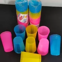 ( 12pcs ) gelas plastik kh warna bening