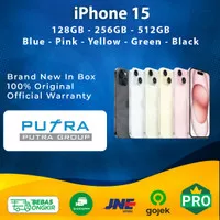 (RESMI) Apple iPhone 15 128GB 256GB 512GB Black Blue Pink Yellow Green