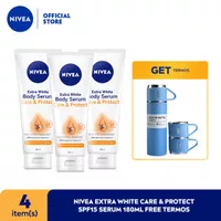 NIVEA Extra White Care & Protect SPF15 Serum 180ml FREE Termos