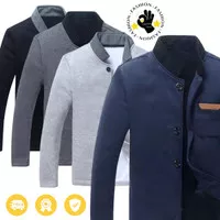 Kemeja blazer Panjang Formal Cowok sweater jas casual pria abu