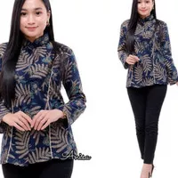 kemeja batik wanita lengan panjang blouse kantor formal batik tulis