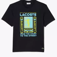 LACOSTE mens Cotton Rene Lacoste Print T-shirt -Black