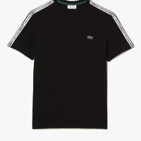 LACOSTE mens Regular Fit Lacoste Logo Stripe T-shirt - black