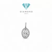 Oval solitaire piecut diamond pendant-18k-Diamond Jewelry