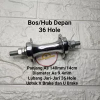 Hub Bos Depan Lubang 36 hole Sepeda MTB BMX As Besar Mur Kunci 15 Besi
