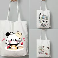 Tote bag Panda Lucu Aesthetic Kanvas Korea Wanita Tas Goodie Bag Murah